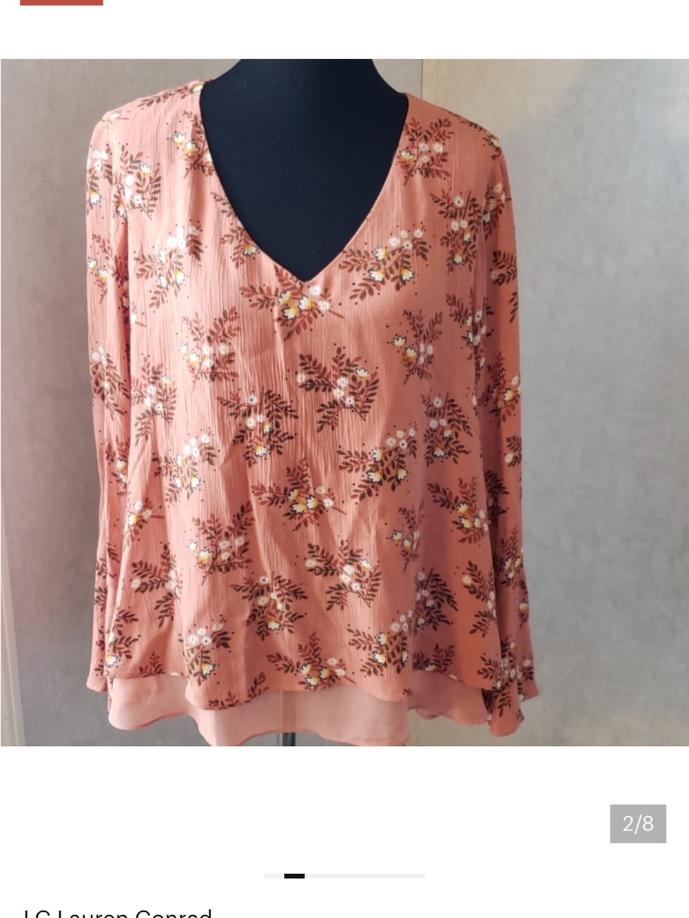 LC Lauren Conrad peach floral lace detail Top Xl